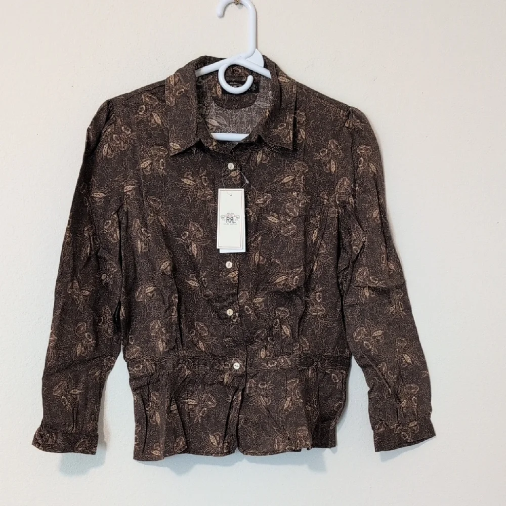 Ralph Lauren Double RL Brown Floral Blouse - Picture 1 of 10